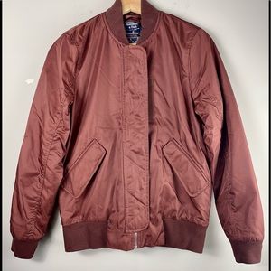 Abercrombie & Fitch Bomber Weather Proof Jacket Size XS Maroon Color
